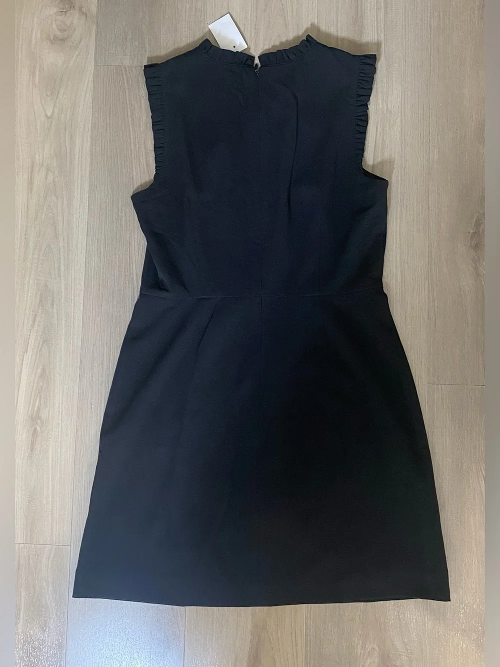 J. Crew Black Sleeveless Ruffle Trim Fitted Waist Cocktail Office A-Line Dress 6